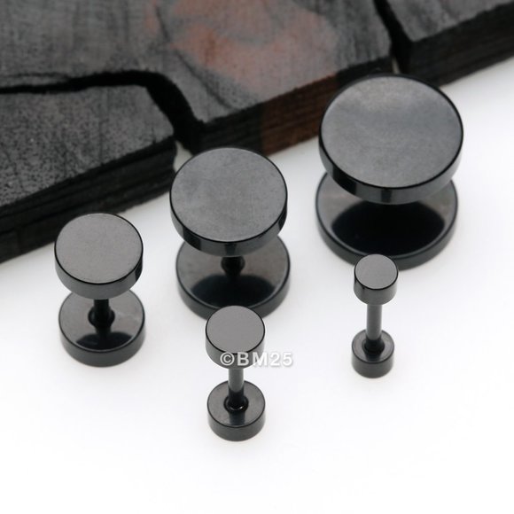 Blackline Steel Plate Cartilage Tragus Earring - Picture 1 of 2